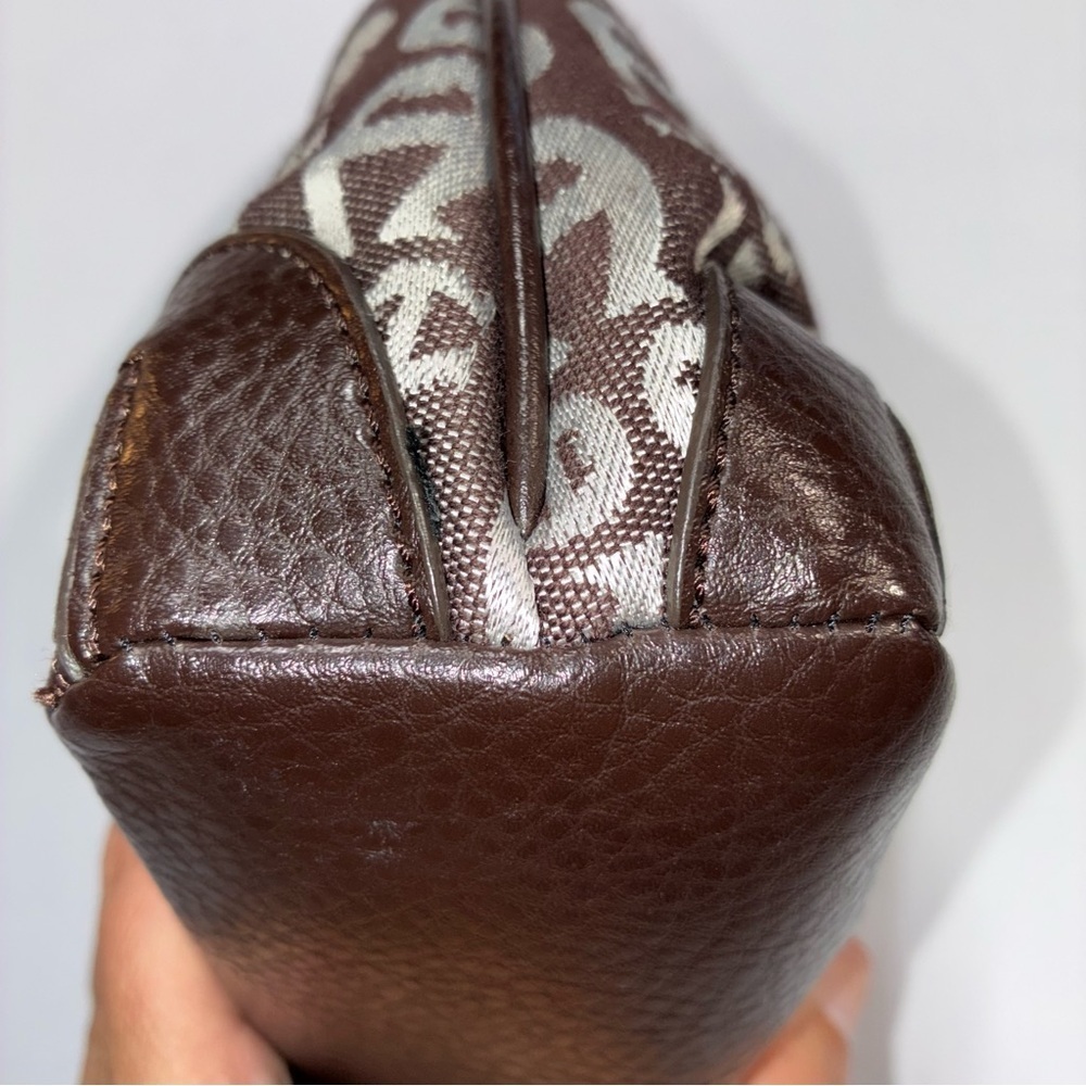 Vintage 90s Etienne Aigner Shoulder Bag Purse Jacquard Logo Leather Brown - Picture 5 of 10